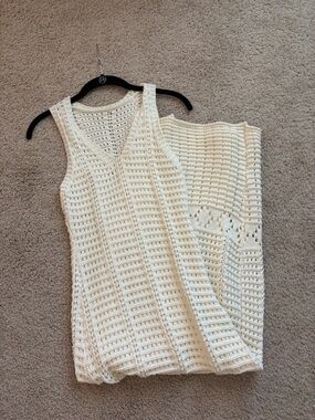 Cream Crochet Knit Tank Dress
